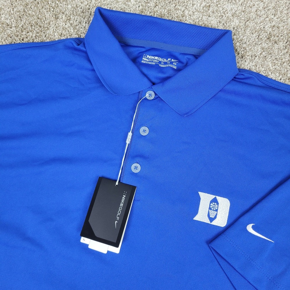 NWT Nike Golf Duke Blue Devils Basketball Mens XL Blue Performance Stretch Polo